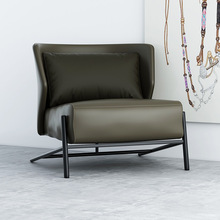 现代简约单人沙发椅客厅休闲设计阳台轻奢椅子生态真皮艺术创意