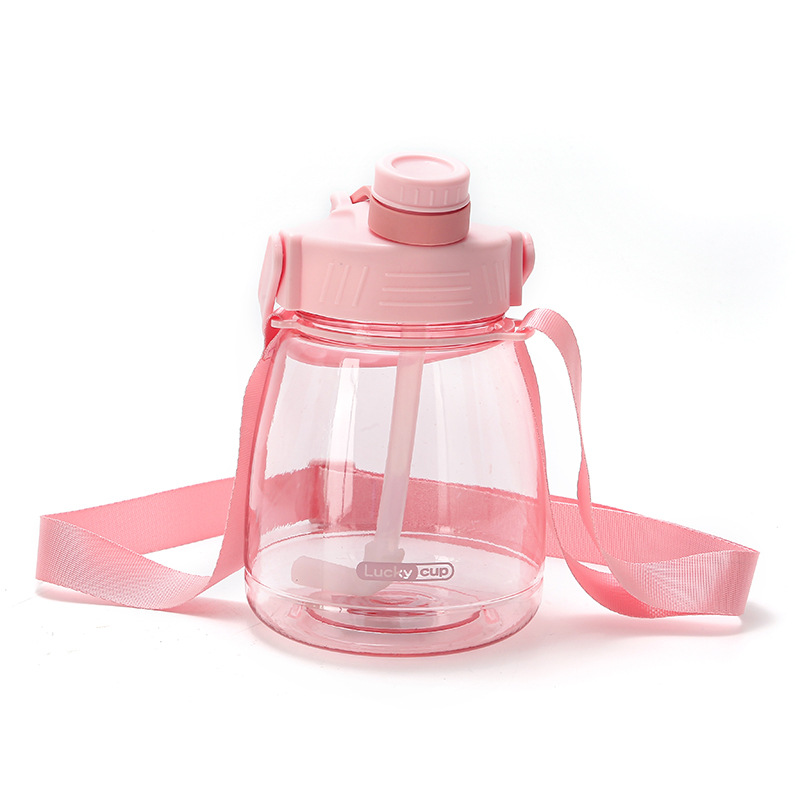 Big Belly Internet Celebrity Water Cup Big Pudding Water Bottle Belt Straw Space Plastic Cup Large Capacity Sports Water Bottle Customizable