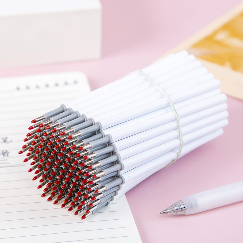 按动中性笔替芯学生白杆按动笔芯0.