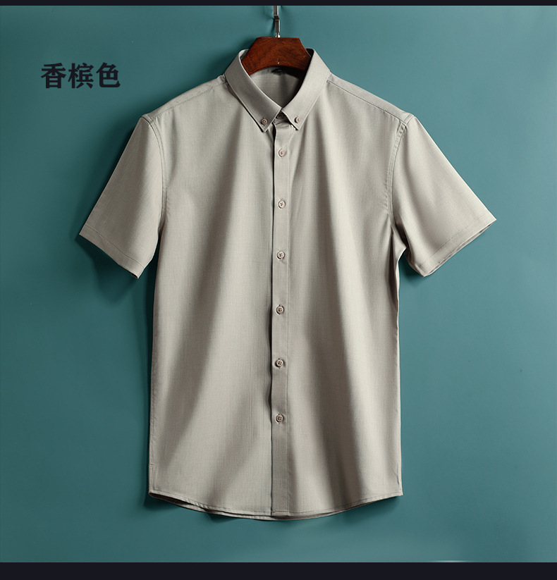 Pu Shuai Short-Sleeved Shirt Men's Summer New Pure Color Ironing Free High-End Shirt White Casual Business Professional Men's Shirt