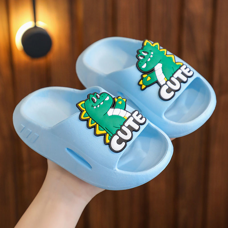 Summer New Handsome Children's Slippers Men's Cartoon Dinosaur Pattern Children One Piece Dropshipping Soft Bottom Non-Slip Baby Boy