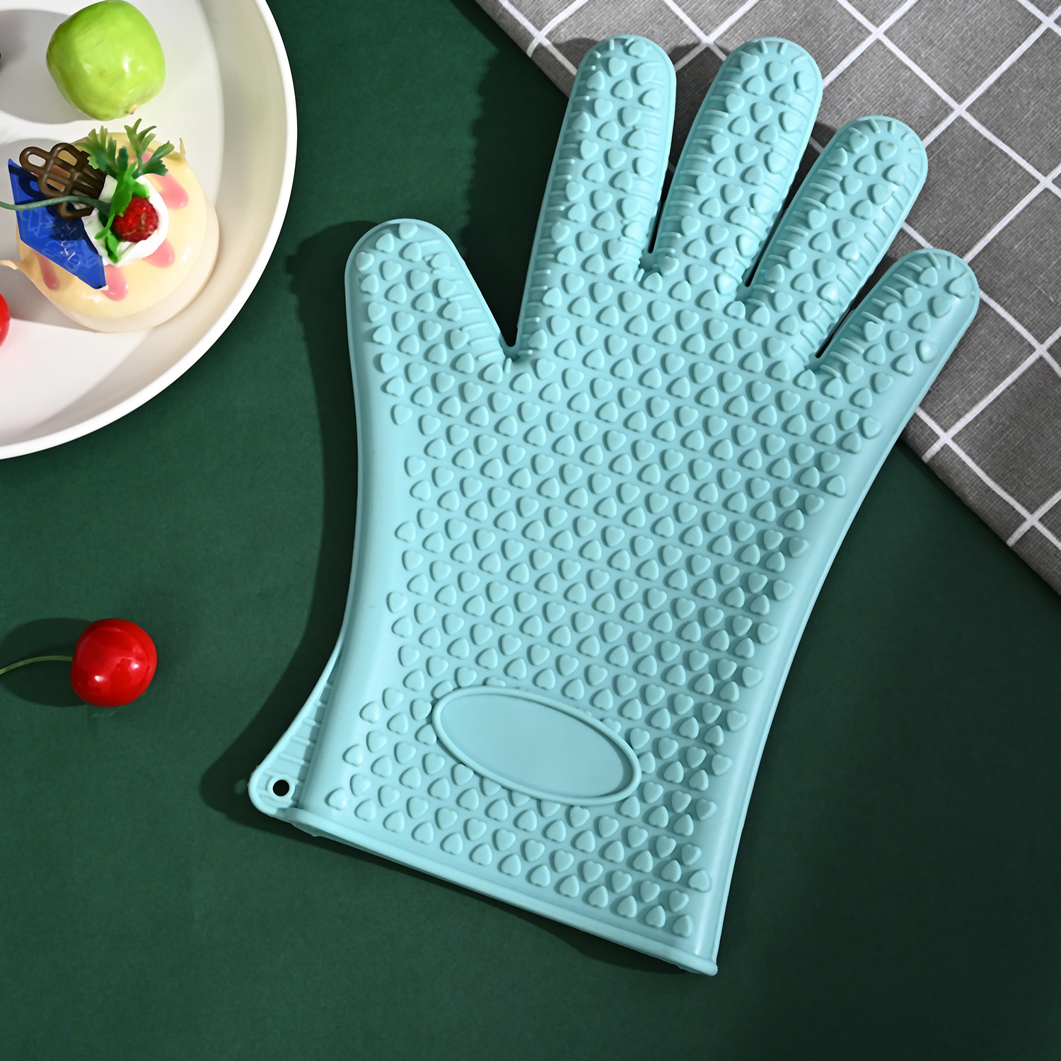 2023 Cross-Border Heart-Shaped Silicone Anti-Hot Gloves Heat Insulation High Temperature Resistant Non-Slip Oven Microwave Oven Kitchen Household Gloves