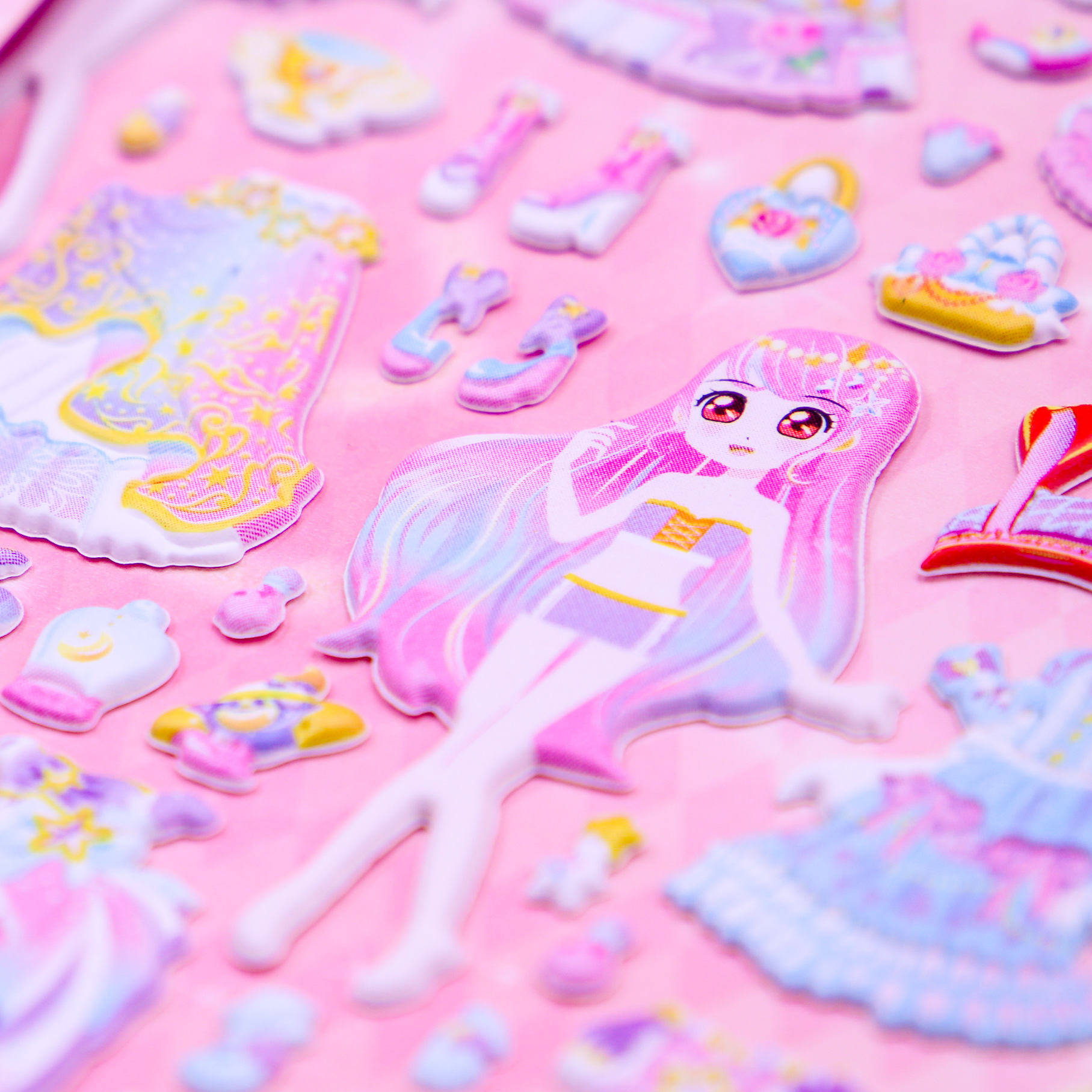 趣味早教换装贴纸公主儿童卡通立体泡泡贴可爱少女3d手账女孩系列