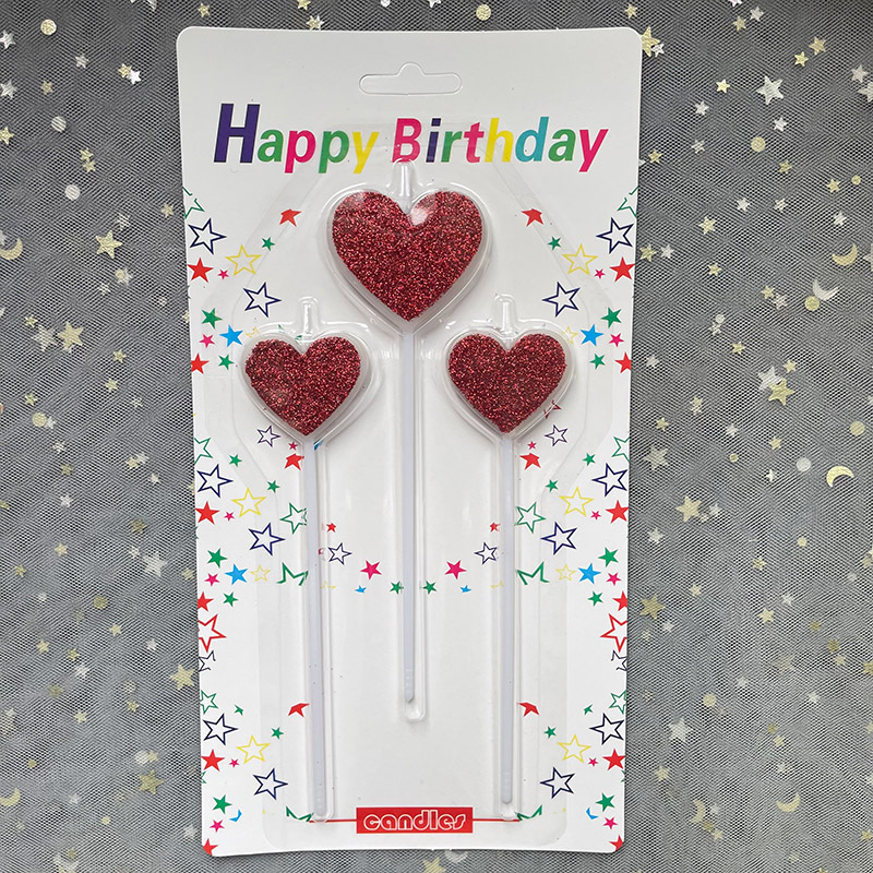 Wholesale Love Heart-Shaped Candle Party Supplies XINGX Gold-Plated Candle Silver Birthday Cake Candle