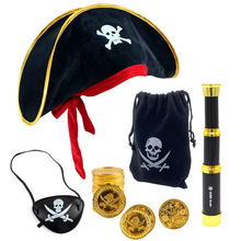 新款海盗帽子布袋眼罩望远镜鹦鹉派对服饰装扮道具万圣节化妆