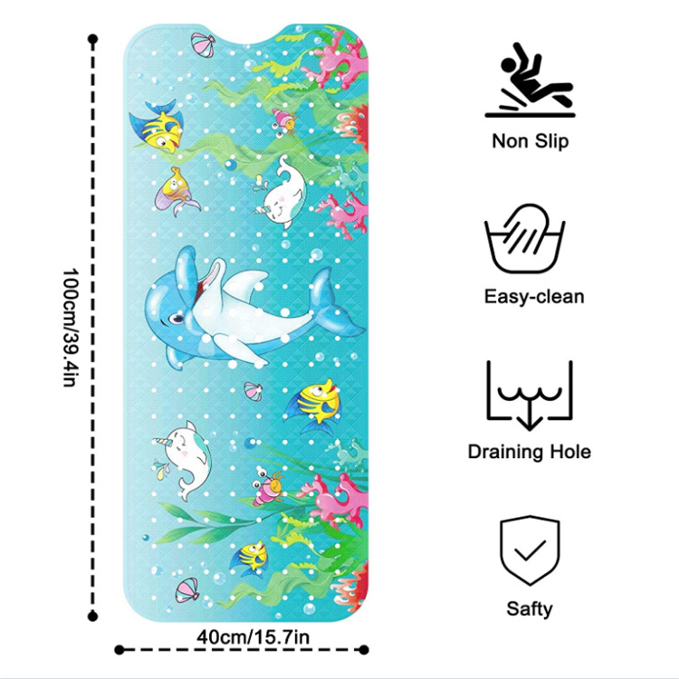 100*40 Floor Mat Multi-Choice Pattern Amazon Lengthened Bathtub Mat Pvc Bathroom Mat Cartoon Shower Floor Mat