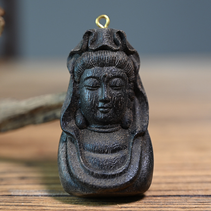 越南沙沉观音吊坠汽车内饰装饰挂件文玩手把件沉香文玩木质工艺品