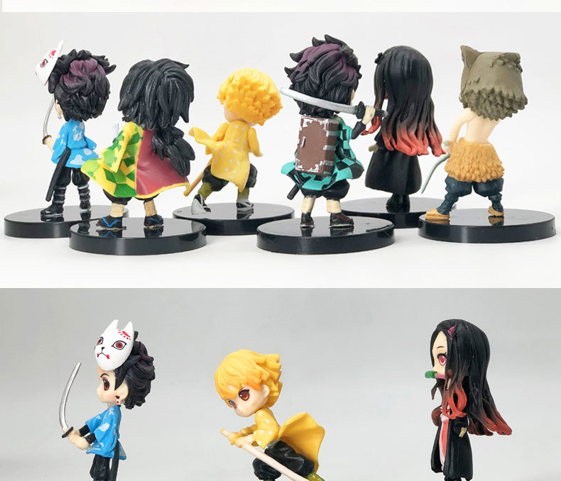 鬼灭之刃手办6款 q版炭治郎祢豆子 弥豆子善逸富冈义勇公仔批发