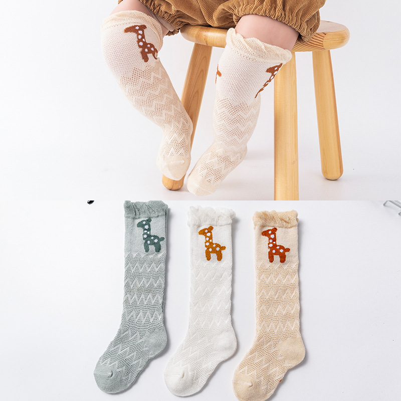 Summer Baby Socks Cartoon High Tube Knee Socks Socks Baby Breathable Mesh Anti-Mosquito Socks Cotton Stockings