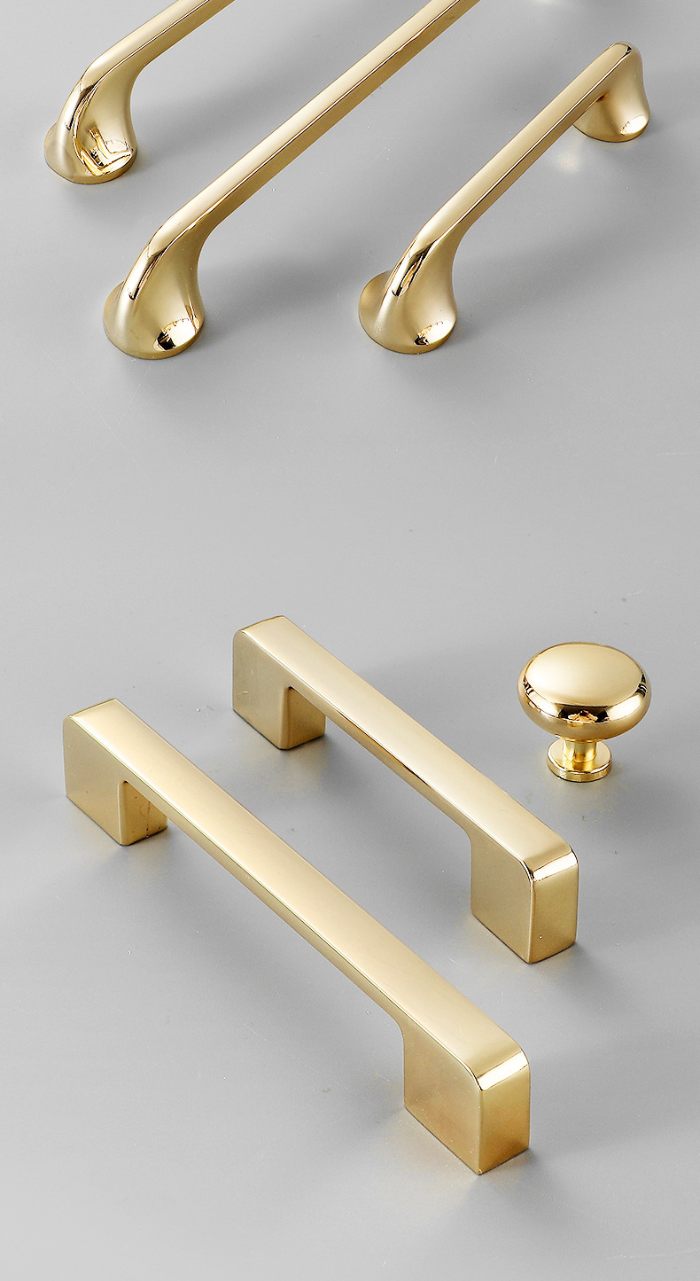 高端北欧轻奢衣柜门拉手抽屉金色橱柜门把手家具五金柜子单孔拉手