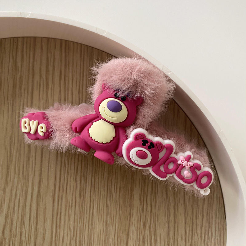 韩版冬季新款卡通星黛露毛绒抓夹少女后脑勺发夹手工diy头绳发饰