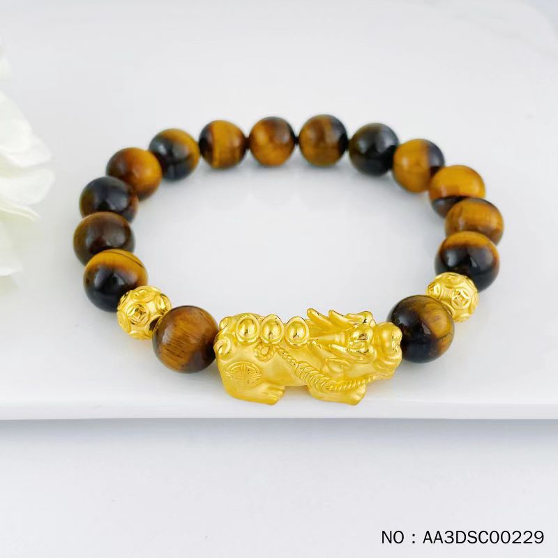 黄金貔貅手链足金999貔貅手串转运珠虎晶石手链3d招财进宝送长辈
