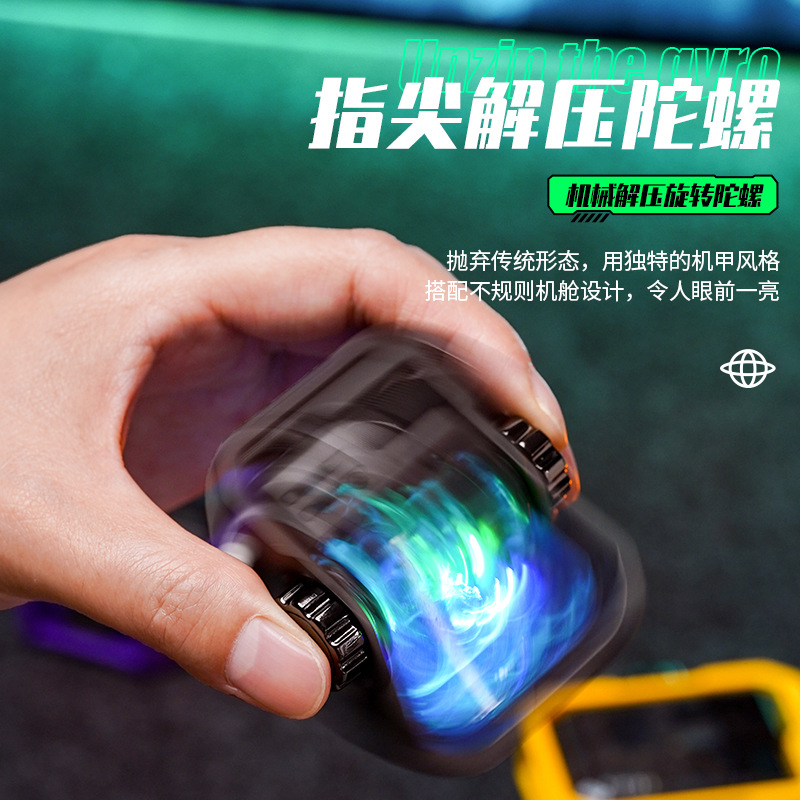 New Inflatable Gyro Lighter Cool LED Colored Lamp Transparent Gas Warehouse Windproof Green Flame Lighter Factory Direct Sales