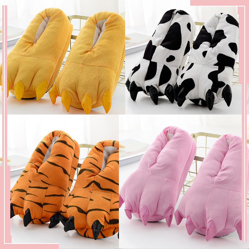 爪子拖鞋儿童大人男女搞笑可爱包脚老虎奶牛恐龙棉拖鞋史迪奇