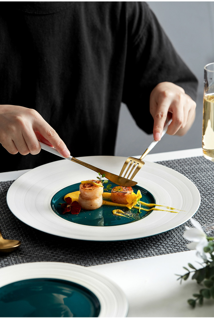 北欧拉丝西餐盘法式草帽盘汤盘意面盘子酒店后厨摆盘牛排主餐盘子