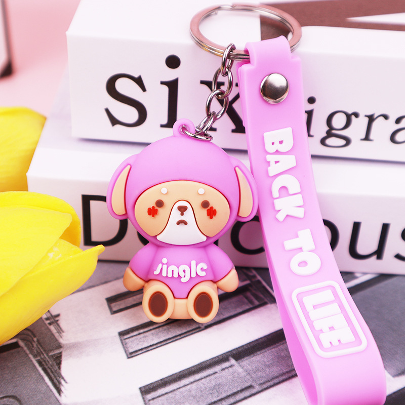 Creative Personality Big Ear Dog Keychain Cute Smiley Face Schoolbag Pendant Bag Ornaments Cartoon Little Doll Key Chain