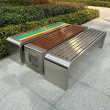 不锈钢公园椅户外长椅园林广场室外长条凳子防腐塑木休闲公共座椅