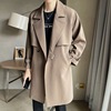 2022 Autumn and winter Korean Edition Frenum leisure time Handsome ruffian Windbreaker man Mid length version Easy coat 666-P170