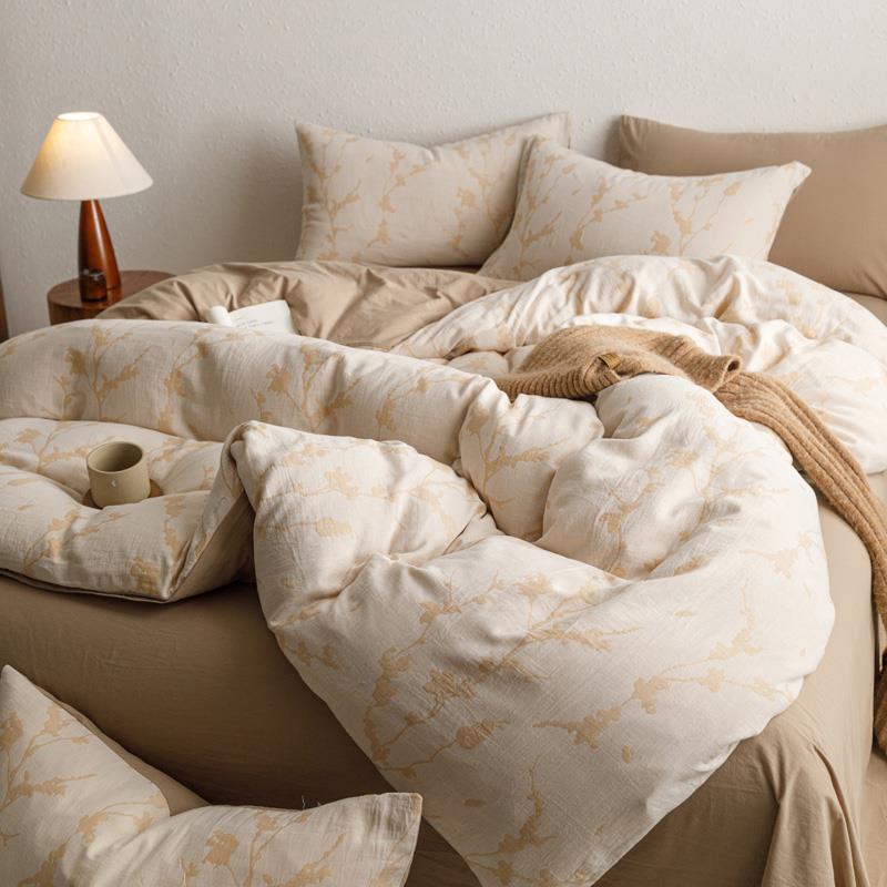 K100 支双层纱床上四件套100床品纯棉被套床单2024新款春秋款2米