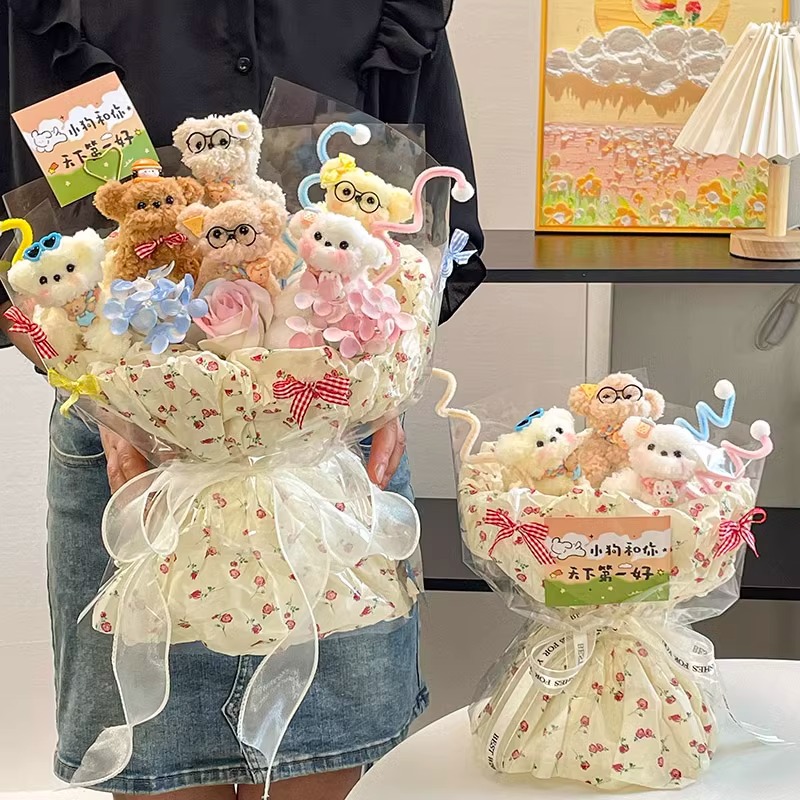 扭扭棒可爱手工小狗玩偶花束成品创意生日礼物女生女孩送闺蜜毕业