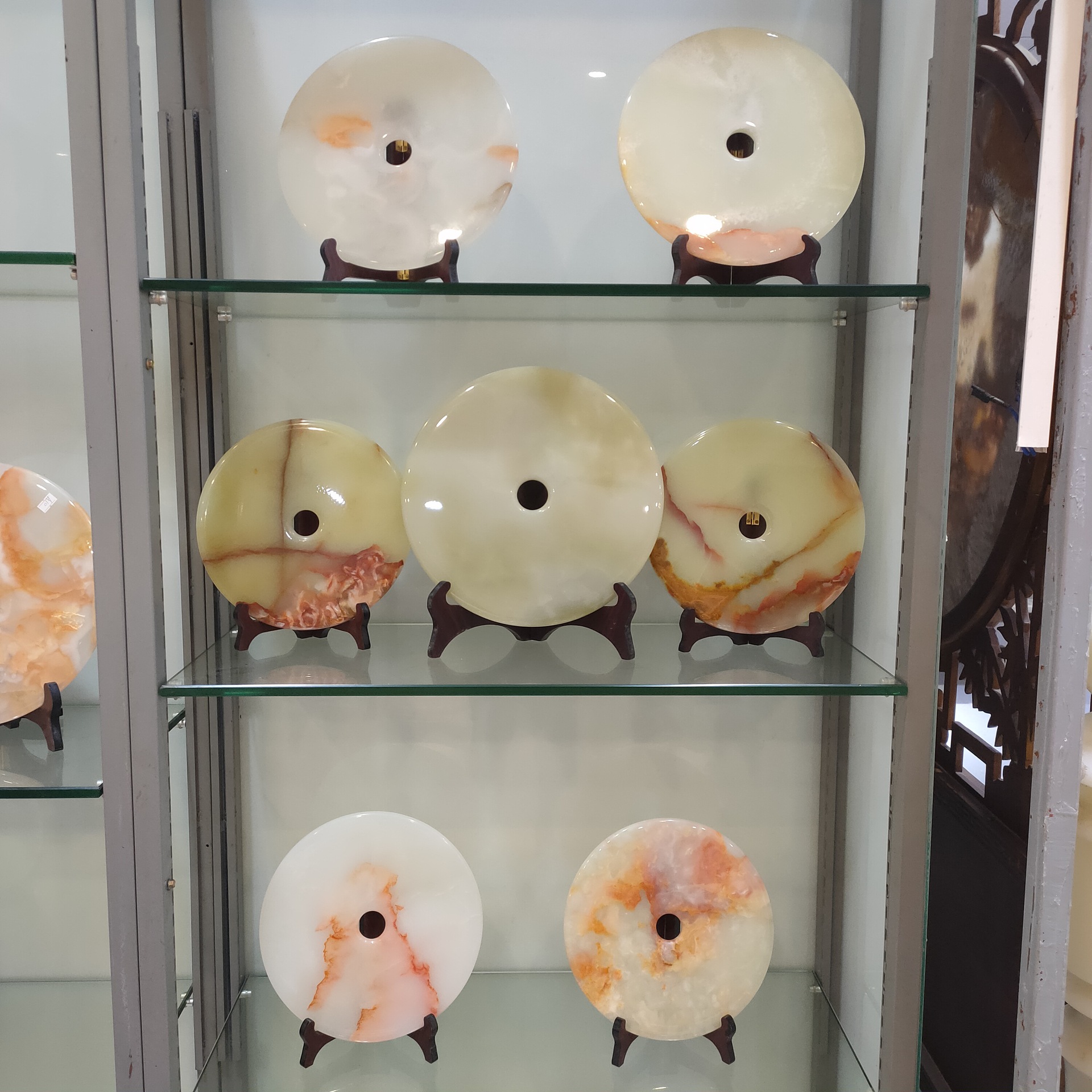 天然阿富汗玉石平安扣摆件工艺品家居客厅公司送礼和氏璧摆件