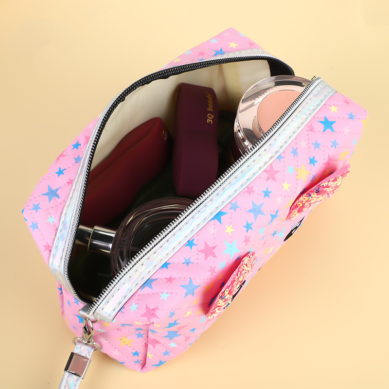 New Gradient Cat Cosmetic Bag Large Capacity Portable Travel Cosmetics Storage Bag Octagonal Handbag Wash Bag