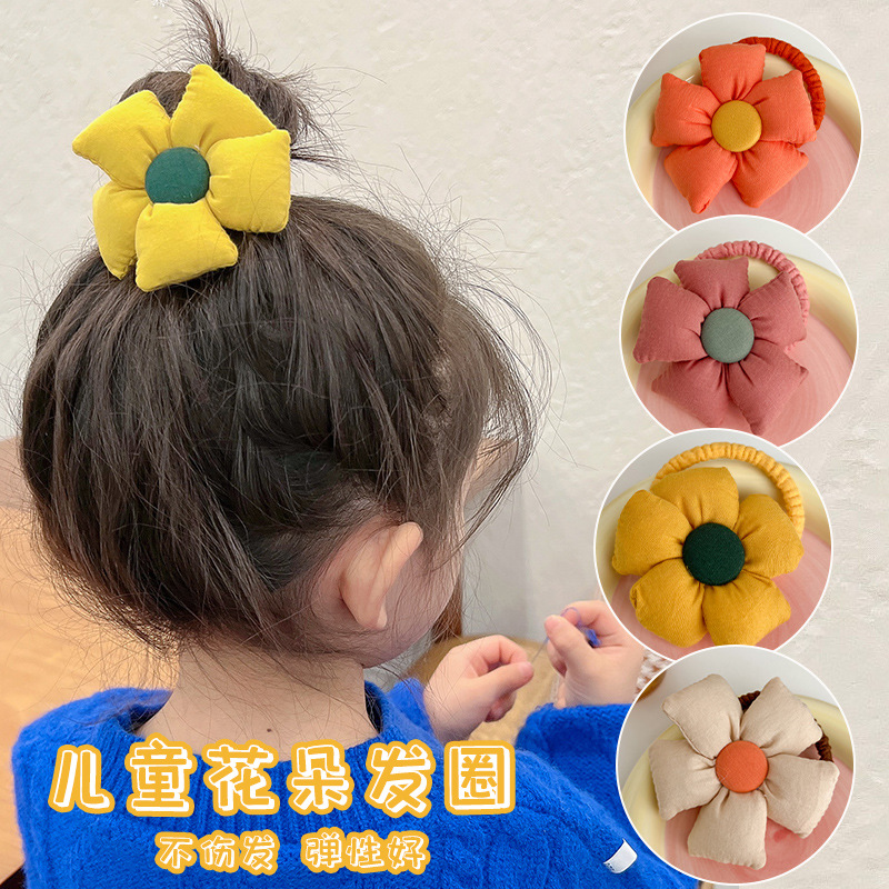 Girls' Flower Rubber Band Hair Band Cute Baby Does Not Hurt Hair Tie Hair Rope Rubber Band Children's Cloth Headband Hair Accessories