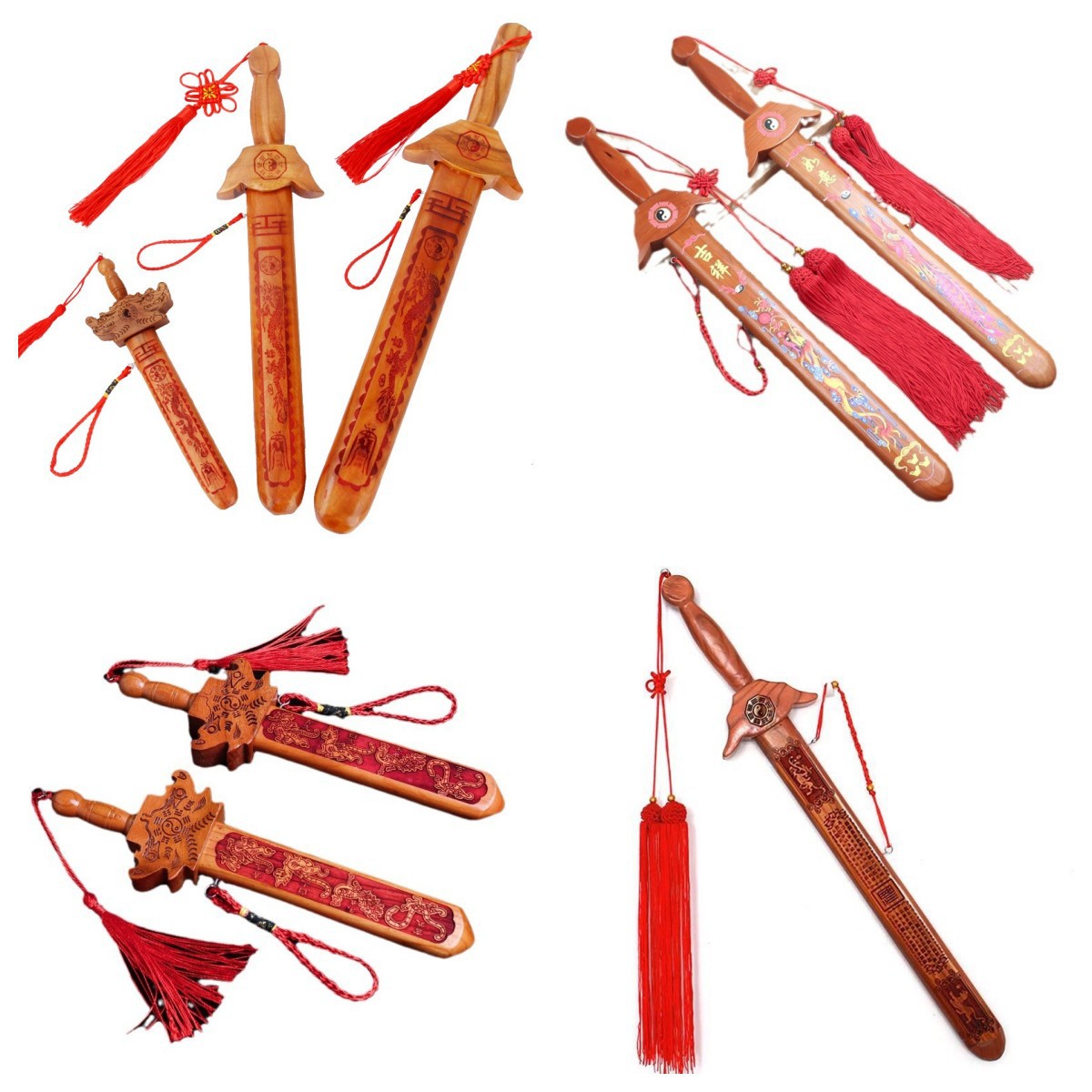 山东肥城厂家销售朱砂七星桃木剑儿童剑雕刻挂件随身摆件