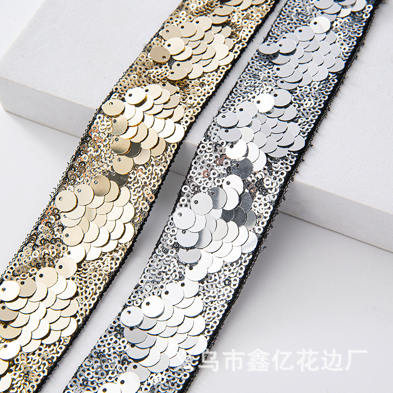 New 4cm Gold Silver Sequined Mesh Bar Code Ribbon Lace DIY Jewelry Accessories Clothing Accessories