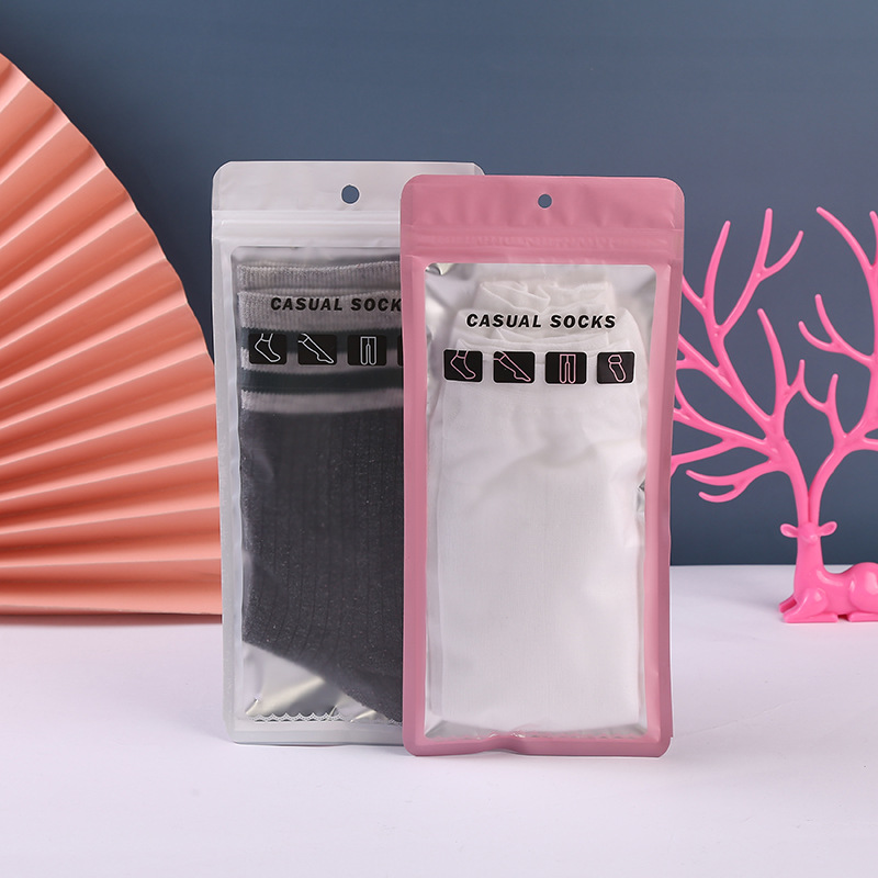 英文袜子包装袋女士时尚长筒袜短袜丝袜镀铝自封袋儿童连体袜袋子
