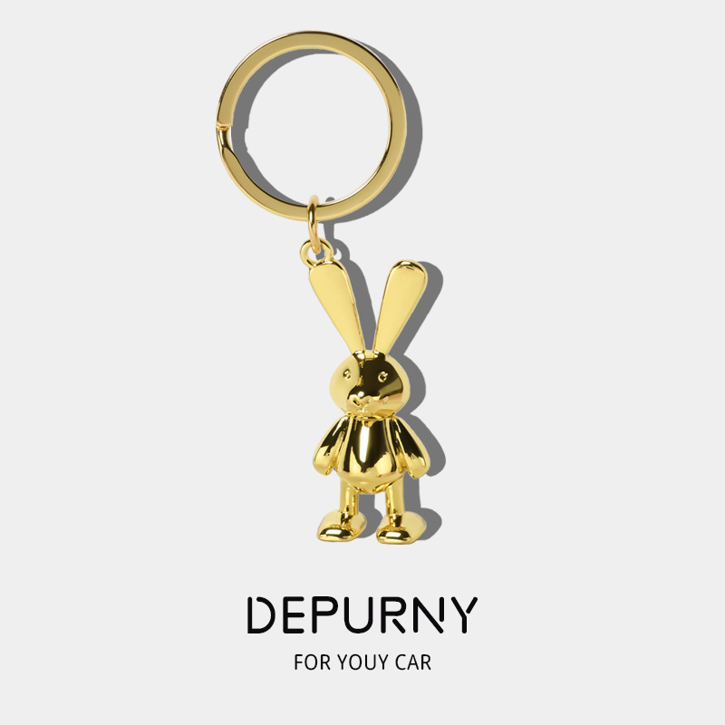 Metal Rabbit Pendant Rabbit Year Car Key Ring Couple Wholesale Cute Exquisite Bunny Key Ring Gift