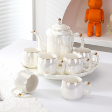 轻奢珍珠陶瓷水具套装冷水具套装家用茶具套装客厅茶壶杯子套装