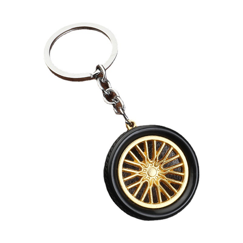 Pvc Soft Rubber Tire Keychain = Creative Tire Keychain Pendant Car Key Chain Couple Schoolbag Accessories