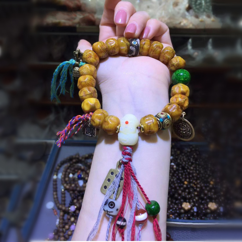 Peng Sen Live Supply Wholesale Tibet Yak Bone Hand-Knitted Bracelet God of Wealth Tibet Beads Tiantie Dapeng Bird Bracelet Ornament