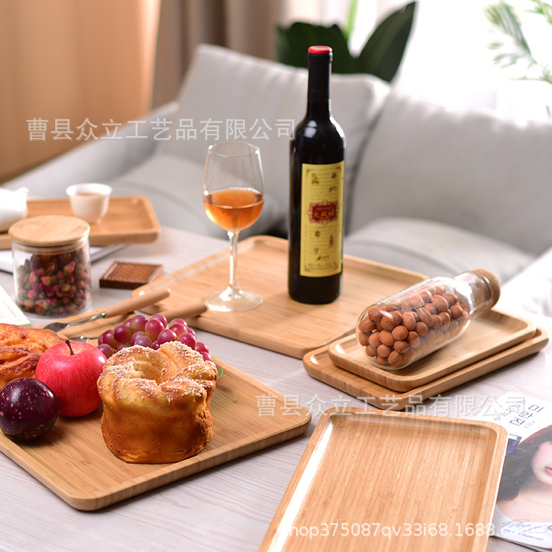 Production Hotel Household Bamboo Wooden Tray Japanese Rectangular round Tea Tray Fruit Plate Barbecue Plate Small Plate Plate