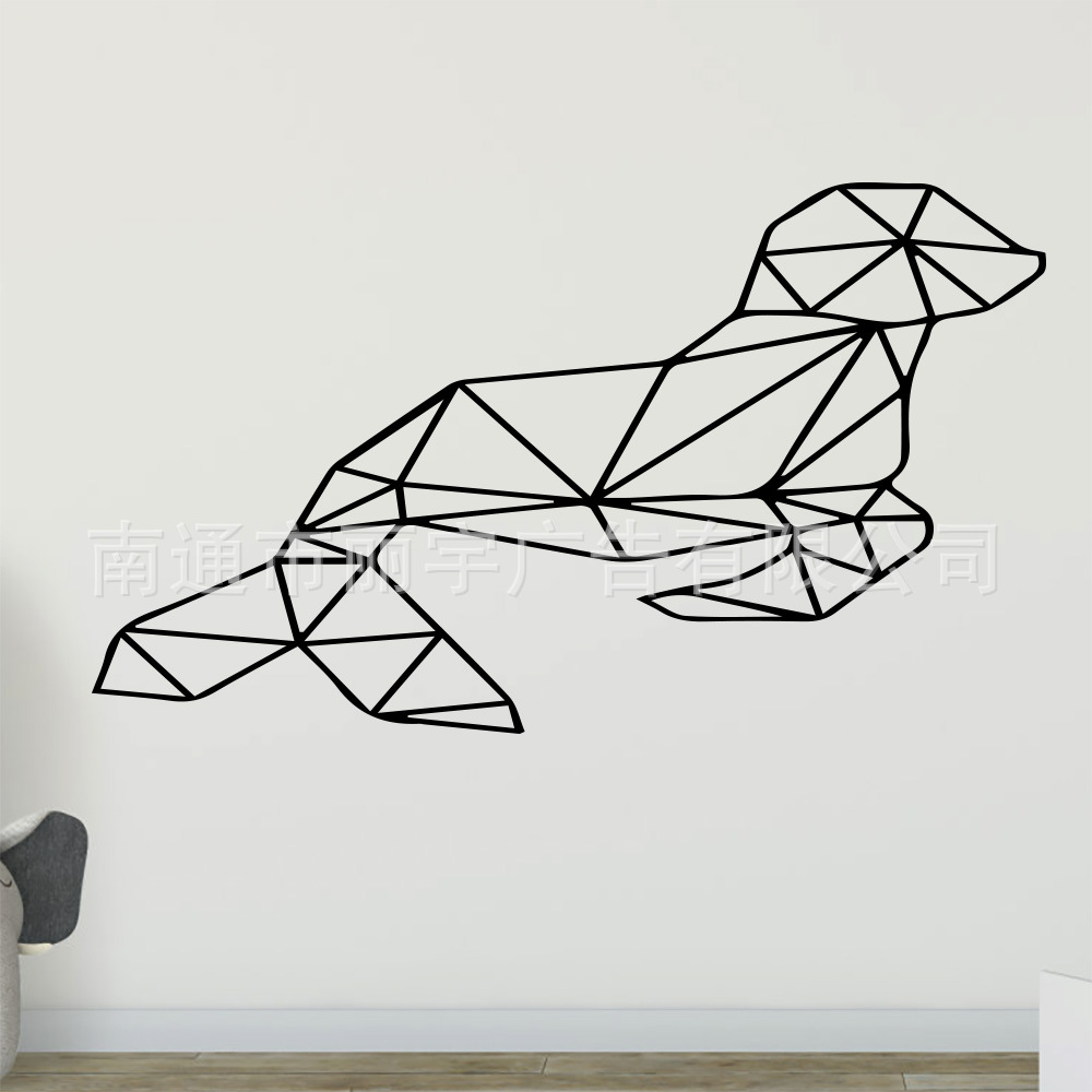 几何 海狮 动物图案墙贴自粘可移除pvc贴纸 可diy车贴马桶贴 门贴