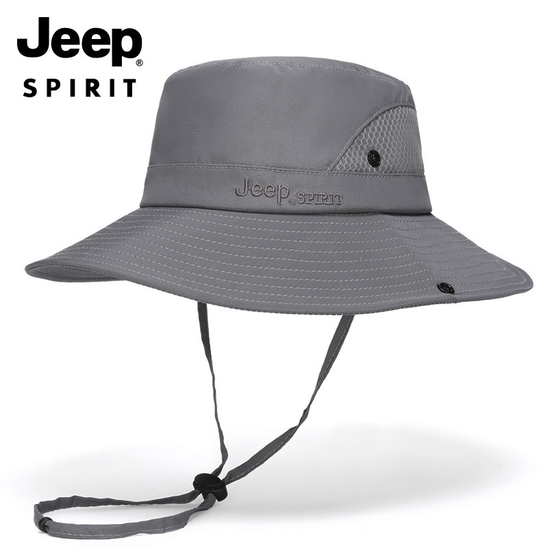 jeep spirit新款男士渔夫帽宽檐防嗮遮阳帽时尚旅游休闲骑行帽