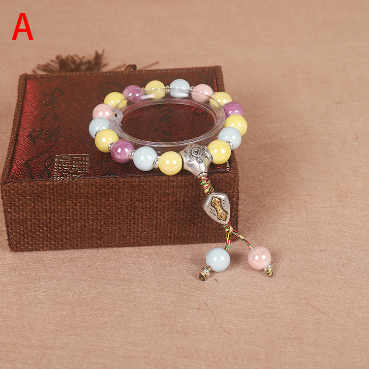 Fragrant Gray Porcelain Bracelet Macaron White Moonlight Couple Bracelet Fragrant Gray Colored Glaze Multi Jewels Bracelet