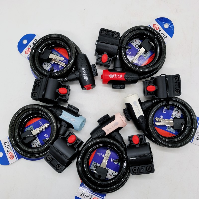 加粗吉州车锁自行车圈锁山地车钢缆钢丝锁合金钢丝锁厂家批发