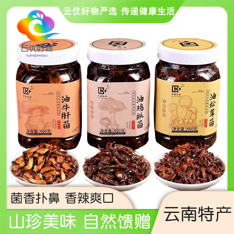 云南特产即食菌菇油鸡枞菌牛肝菌松茸菌罐装460g拌面下饭菜批发