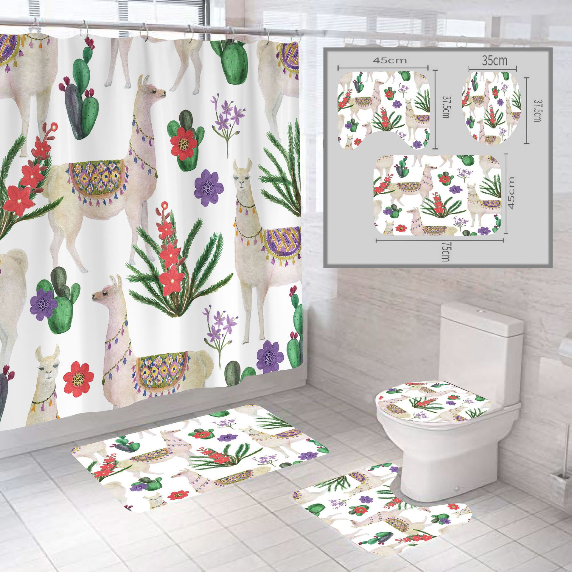 Factory Direct Sales Cross-Border Hot Selling Creative Digital Printing Waterproof and Mildew-Proof Shower Curtain Toilet Partition Curtain