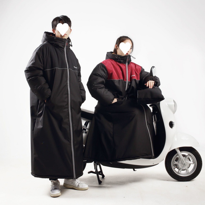 电动车防风衣挡风挡风被冬季加绒加厚加大新款骑行防寒服连体跨境