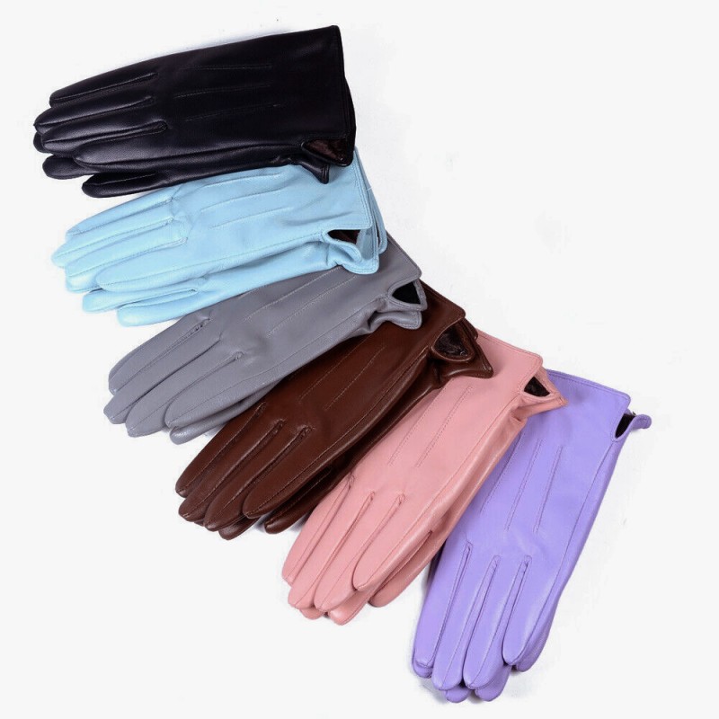 保暖手套2023全新女式pu冬季保暖蓝色短款外贸皮手套骑行手套