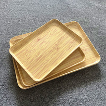 仿竹纹密胺托盘茶盘商用烧烤盘子托盘长方形客房盘水杯茶盘面包盘