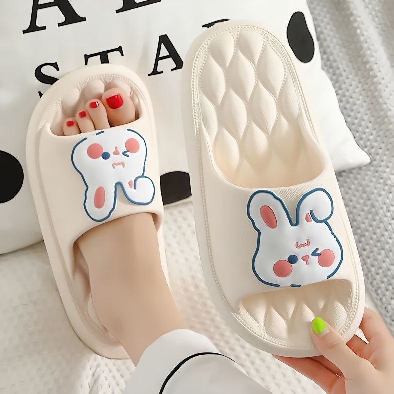 Slip-on Slippers for Men and Women Summer Massage Soft Bottom Rhombus Non-Slip Deodorant Cartoon Cute Home Bath Slippers