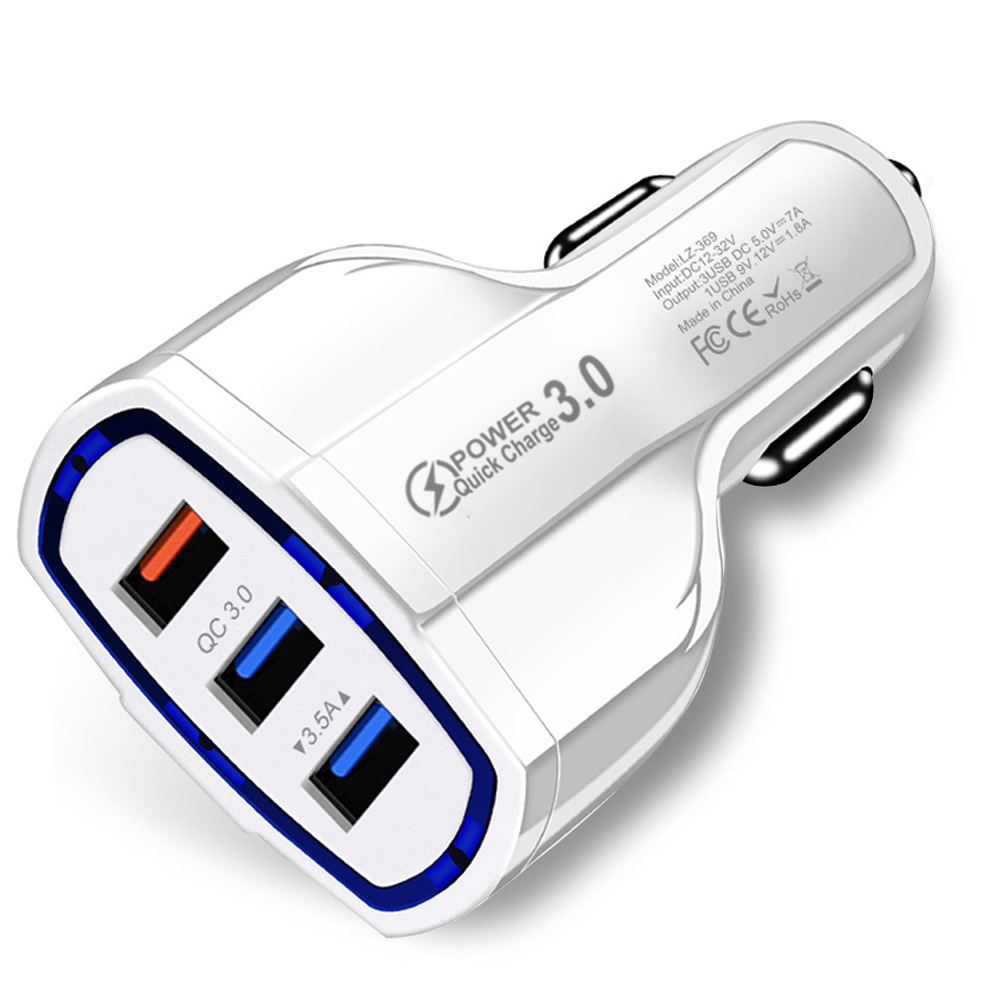 One-to-Three Qc3.0 Fast Charge Car Charger 3.5a 3usb Interface Car Phone Charger Cross-Border Wholesale