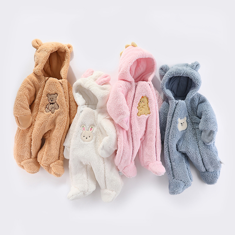 Baby Winter Clothes Jumpsuit Thickened Cotton-Padded Clothes Newborn Baby Outwear Infant Autumn and Winter Clothing Set Outwear