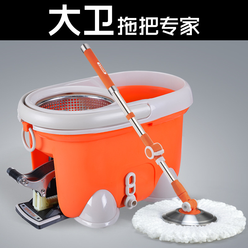 大卫拖把四驱动旋转拖把桶手压脚踩好神拖旋转小木马 加强杆2个头