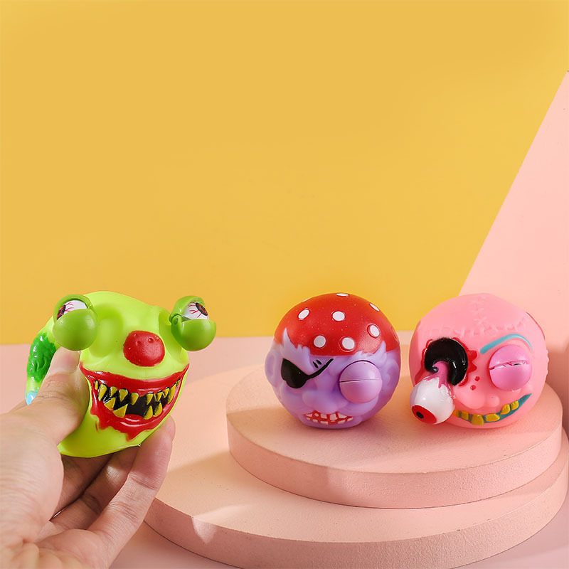 Cross-Border Creative Halloween Skull Squeeze Eye-Popping Funny Squeezing Toy Whole Person Vent Pressure Reduction Toy Wholesale