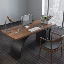 铁艺实木办公桌简约现代台式电脑桌创意loft家用书桌子老板工作台